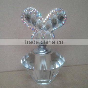 decorative mini empty clear crystal perfume bottle with butterfly top