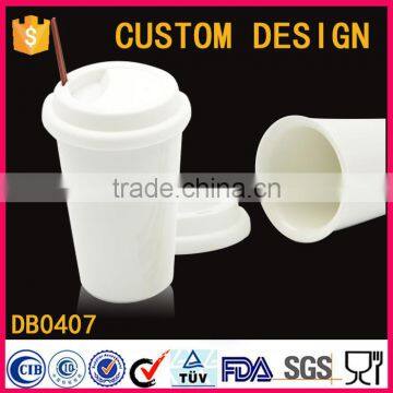 Christmas Wholesale Cheap Double Wall Ceramic Tumblers, Travel Coffee Mug With Silicone Lid photo-2