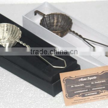 Antique brass tea strainer with Black and White Gift Box Packing