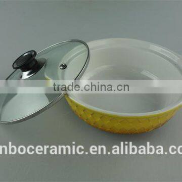 AB Grade Wholesale Stock Glazed Ceramic Casserole With Glass Lid,soup&stock Pot photo-2
