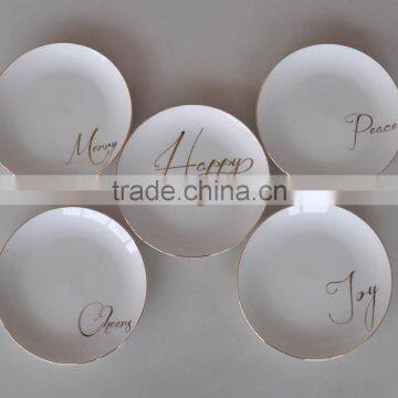 Porcelain Dessert Gold Decal Plate Set, Dish Plate