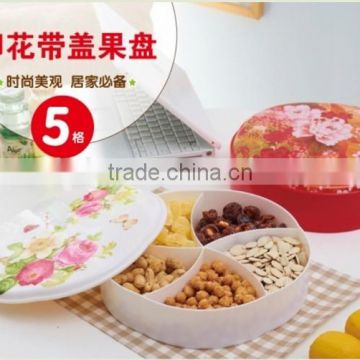 Beautiful printing plastic fruit plates with cover