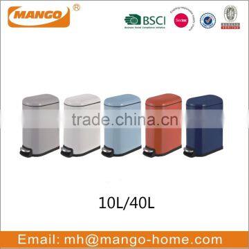 Round powder coating waste step bin with soft close lid