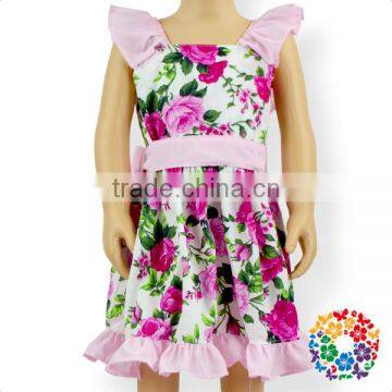Fashion Summer Floral Baby Girls Flutter Sleeve Dress photo-3