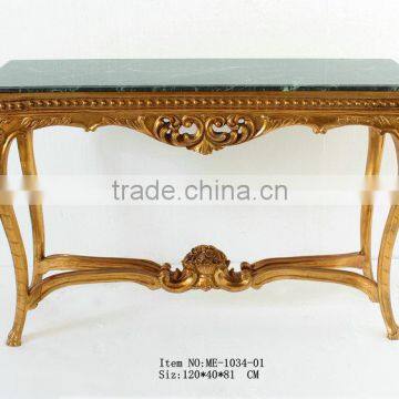 Reproduction Hand Carved Furniture Console Table With Green Marble