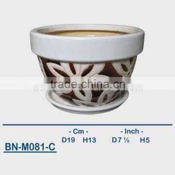Vietnamese Ceramic Hand Carved Mini Flower Pot BN-M081-A photo-3