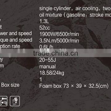 1900w 52cc 55J Gasoline Jack Hammer Machine/Gasoline Breaker Hammer GW8192A photo-4