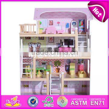 2017 Best Luxurious 4 Floors Children Wooden Dollhouse Kits With Garage W06A238 photo-4