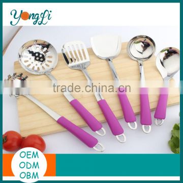 Wholesale Silicone Handle 6 pieces Set Kitchen Stainless Steel Cooking Tools Set