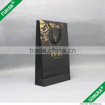 Factory Make Full Black Paper Shopping Bag With Gold Logo. photo-3