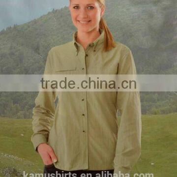 Women Long Sleeve Quick-dry Outdoor Sportswear Shirts khaki shirt