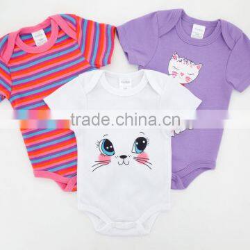 Cheap Factory Baby Clothes Summer 100%Cotton Short Sleeves with Animal Prints Newborn Infant Baby Bodysuits