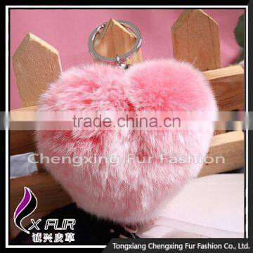 CX-R-46 Shape Of Love Heart Key Chain Rex Rabbit Fur Custom Keychain photo-4