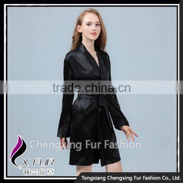 CXLLSP04 Black Sexy Silk Night Robe Homewear Sleepwear