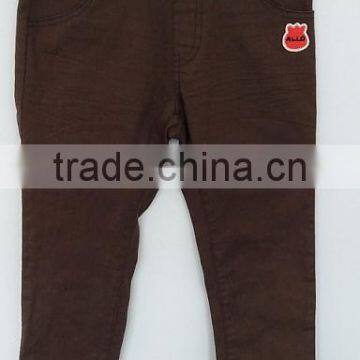 cool boys brown color plain dyed jeans with embroidered on back pocket for Autumn