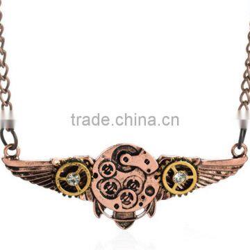 DIY gears wheels pendant vintage gear steampunk necklace jewelry Retro gothic jewelry wings