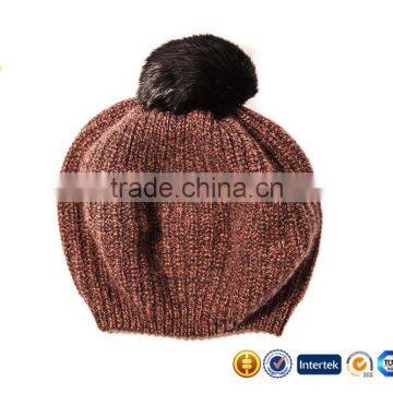 Merino Wool Pom Pom Winter Beanie Cashmere Wool Beanie Hat photo-3
