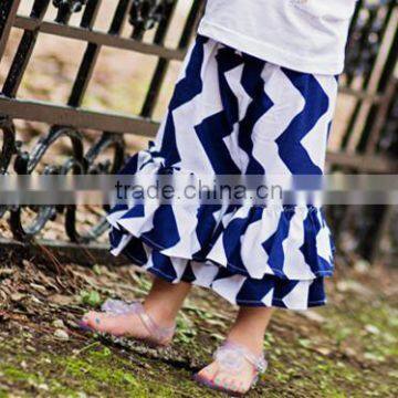 2014New arrival baby clothing chevron cotton pants kids broad wave stripe pants with ruffle adorable baby clothes zig zag pants