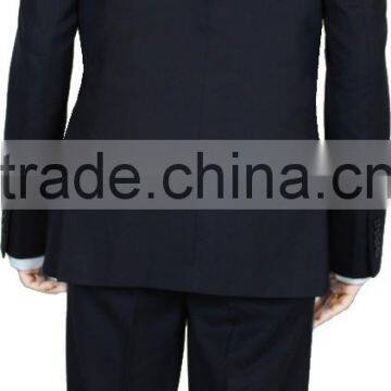 NAAMS MEN'S WOOL 2 BUTTON 2 VENT SLIM FIT SUIT JACKET FLAT FRONT PANT NAVY HERRINGBONE photo-4