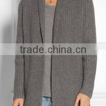 Ladies 2017 New Style Classic Design Ribbed Long Knitted Sweater Cashmere Oversized Cardigan photo-2