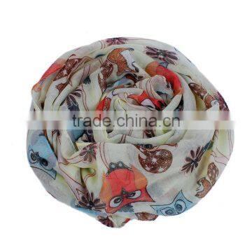 Voile Scarves & Wraps Rectangle Pale Yellow Squirrel Scarves Fashion photo-3
