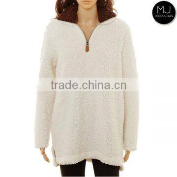 Factory Wholesale Women Sherpa Fleece 1/4 Zip Pullover photo-4