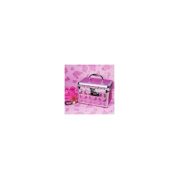 Combination Lock Aluminum Cosmetic Cases / Makeup Boxes , Butterfly Pink