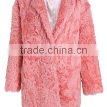 YR687 Tailored Collar Real Curly Lamb Fur Coat Geuine Sheep Skin Fur Coat