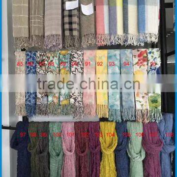 Men and Women's Fashion Linen Solid Colour Crinkle Scarf photo-4