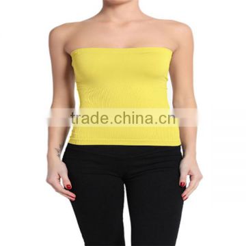 BASIC Layering Stretch PLAIN Strapless TUBE TOP Seamless Sleeveless Tee-12