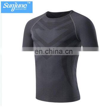 Men's elastic compression training, running clothes Laminate fabric quick dry sports T-shirt