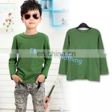 Oem Printed Long Sleeve Cotton Fabric Olive Kids T Shirt For Boys