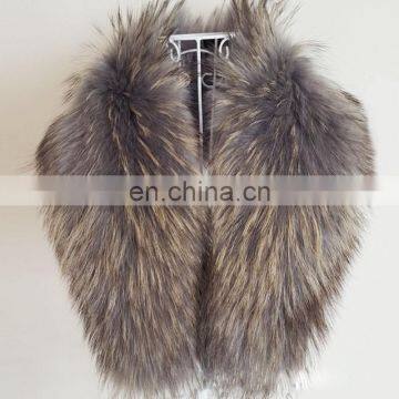 Grey wholesale genuine raccoon fur collar for lady women winter