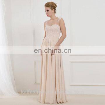 C5010 Skin lace applique chiffon traditional formal evening dress