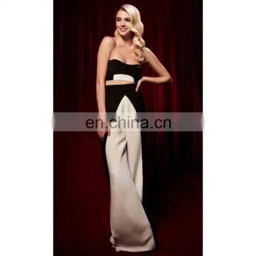 Women's Two-Piece Party Rompers Sexy Bandeau Top Wide Leg Pants Jumpsuits Outfits 2017