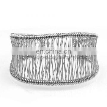 Fashion stainless steel wide cable wire cuff jewelry bracelet custom