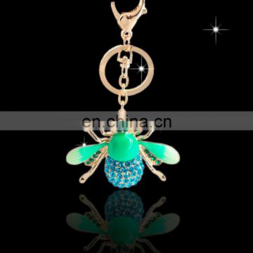 Promotional wholesale fancy custom crystal souvenir metal rhinestone insect key ring manufacturers in yiwu China MCA-0021