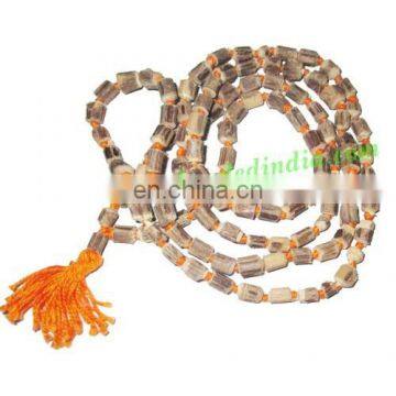 Real tulsi sacred-auspicious wood beads mala-string of 108 beads, size: 5x7mm