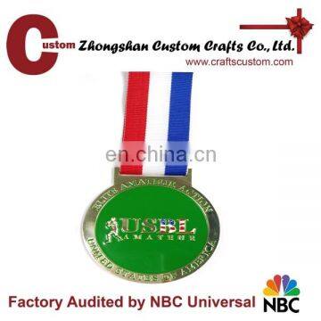 Factory custom High quality enamel zinc alloy sports award medal with ribbon