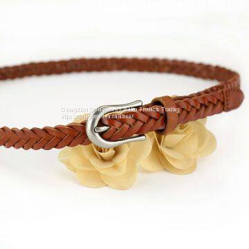 Wholesale Fashion lady Genuine Cow Leather Material Woven Leather Belt