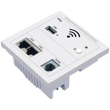 300M in Wall AP for smart Hotel Embedded Access Point Wi-Fi Wireless POE Supported Wireless Router Repeater with two lan RJ45 RJ11