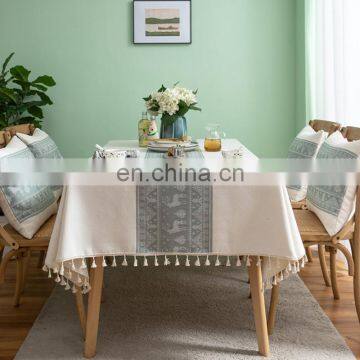 New Design Linen Tablecloth Embroidery Animal Geometric Pattern Tablecloth Party Tablecloth photo-3