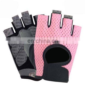 Hampool Anti Slip Ventilated Customized Women Fingerless Gym Hand Gloves photo-3