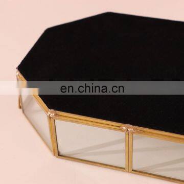 Octagon Mirror Tray Hold Perfume Cosmetics Decorative Tray