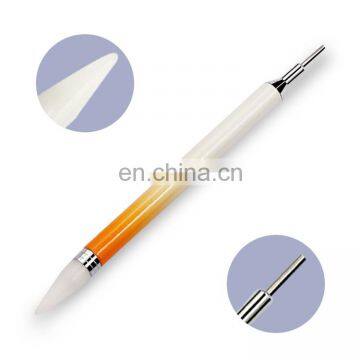 2 Head Gradient Handle Wax Dotting Pencil for Pick Up Nail Rhinestones Gel Applicator photo-2