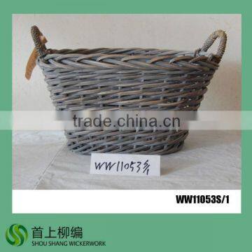 grey color large rattan laundry basket