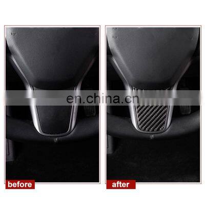 Carest Carbon Fiber Steering Wheel Cover For Tesla Model 3 Y Accessories Interior Decoration Protector Patch Three Car Stickers photo-2