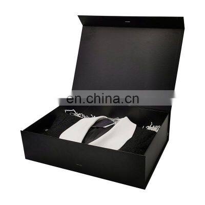 Black Luxury Apparel Retail Store Products Packaging Foldable Gift Box for Dress