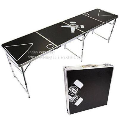 8ft Beer Pong Table Custom Pattern Aluminium Folding Camping Adjustable Picnic Table for Party Game photo-5