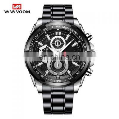VA VA VOOM 2321 Men Quartz Watch Sports Fashion Rose Gold Case Black Stainless Steel Chain Watch for Men photo-4